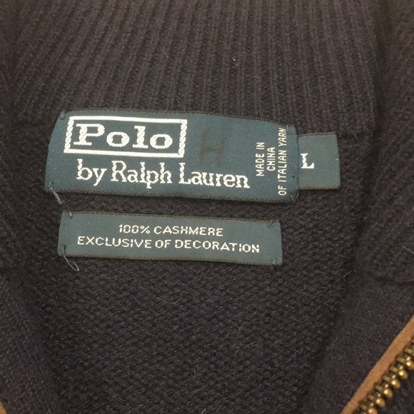 Polo L MENs 100% Cashmere, 1/2 Zip Navy - Picture 5 of 9
